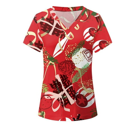 Bomotoo Womens Casual Work Shirts Christmas Cartoon Print Loose Scrub Tops Short Sleeve V Neck Nursing Tee T-Shirts
Bomotoo Womens Casual Work Shirts Christmas Cartoon Print Loose Scrub Tops Short Sleeve V Neck Nursing Tee T-Shirts