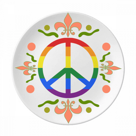 Rainbow Anti war LGBT Flower Ceramics Plate Tableware Dinner Dish