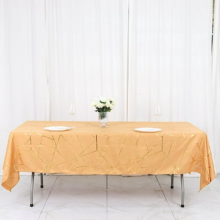 BalsaCircle 60 x 102 Gold Metallic Geometric Design Polyester Rectangle Tablecloth