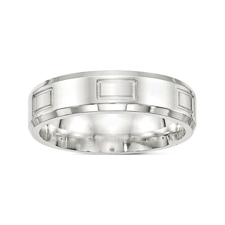 USA - 925 Sterling Silver 6mm Polished Fancy Band Size 7.5