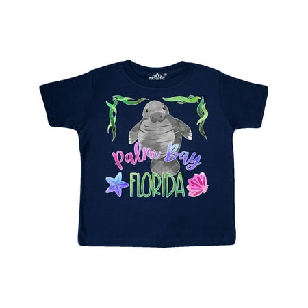 Inktastic Palm Bay Florida Cute Swimming Manatee Gift Toddler Boy or Toddler Girl T-Shirt