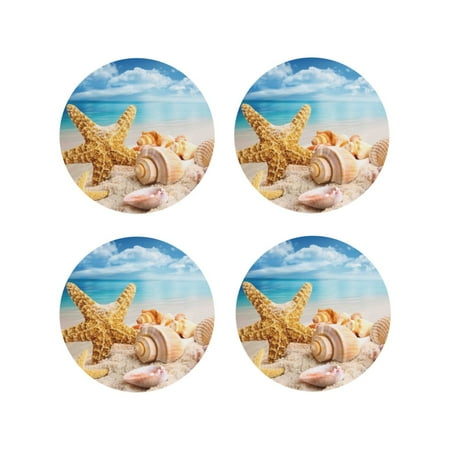 Picia Beach Starfish Shell Printed Leather Coasters for Drinks 4 Drink Coasters Set of 4 for Tabletop Protection Handmade Luxurious Home Décor and Housewarming Gift -Round Shape
Picia Beach Starfish Shell Printed Leather Coasters for Drinks 4 Drink Coasters Set of 4 for Tabletop Protection Handmade Luxurious Home Décor and Housewarming Gift -Round Shape