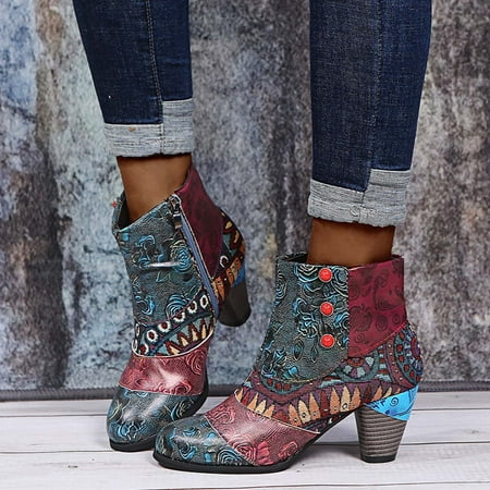 QISIWOLE Retro Women Suqare Heels Zipper Flower Print Short Booties Round Toe Shoes Discount
QISIWOLE Retro Women Suqare Heels Zipper Flower Print Short Booties Round Toe Shoes Discount