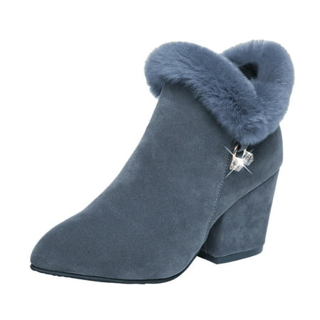 Women Walking Shoes Ladies Fashion Rhinestone Solid Color Suede Plush Warm Pointed Toe Thick High Heel Short Boots Ankle Boots for Women Flock Grey
Women Walking Shoes Ladies Fashion Rhinestone Solid Color Suede Plush Warm Pointed Toe Thick High Heel Short Boots Ankle Boots for Women Flock Grey
