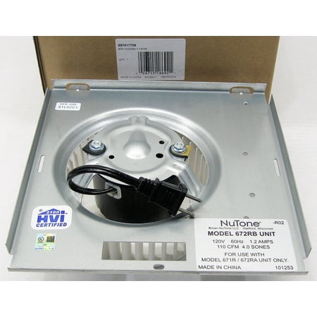 Broan-Nutone S97017709 Service 672R 672RB Motor Blower Wheel Assembly