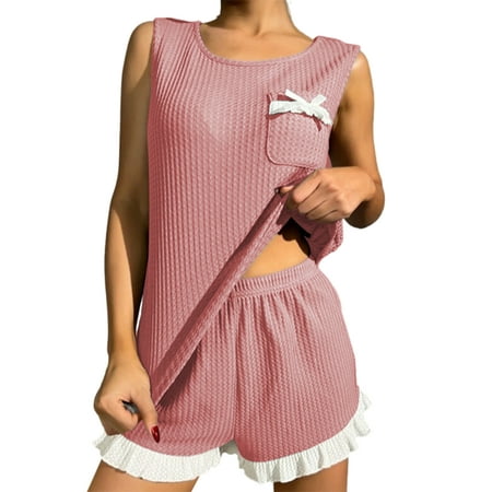 Grianlook Women Nightwear Waffle Loungwear Ruffer Hem Sleepwear Ladies Loose Fit Pajamas Casual Solid Color Pjs Pink 2XL
Grianlook Women Nightwear Waffle Loungwear Ruffer Hem Sleepwear Ladies Loose Fit Pajamas Casual Solid Color Pjs Pink 2XL