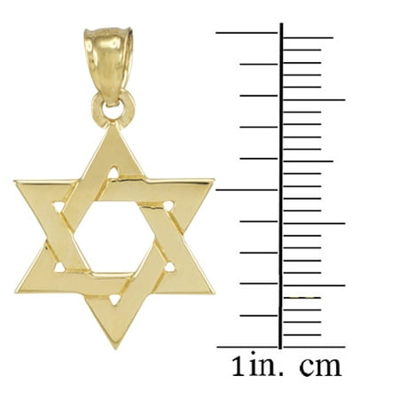 Solid 10k Yellow Gold Traditional Jewish Star of David Charm Pendant (Medium) (1.1 inch)