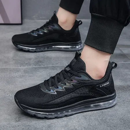 Men‘s Shock-absorbing Air Cushion Shoes Mesh Walking Shoes Breathable Non-Slip Wear-Resistant Sneakers