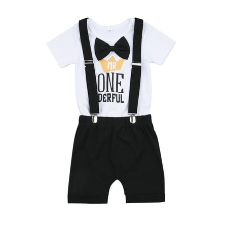 Calsunbaby Baby Boys Outfit Letter Print Bow Short Sleeve Round Neck Romper Solid Color Suspender Shorts
Calsunbaby Baby Boys Outfit Letter Print Bow Short Sleeve Round Neck Romper Solid Color Suspender Shorts