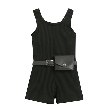 Sunisery Kids Little Girls Jumpsuit Set Wide Strap Sleeveless Ribbed Short Playsuit One Piece Jumpsuit + Waist Bag Black 4-5 Years
Sunisery Kids Little Girls Jumpsuit Set Wide Strap Sleeveless Ribbed Short Playsuit One Piece Jumpsuit + Waist Bag Black 4-5 Years