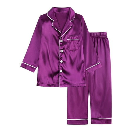 GDEGE Little Baby Girls Boys Pajamas Set Satin Silk Kids Short Sleeves Sleepwear 2 Piece Button Down Classic Loungewear Pants
GDEGE Little Baby Girls Boys Pajamas Set Satin Silk Kids Short Sleeves Sleepwear 2 Piece Button Down Classic Loungewear Pants
