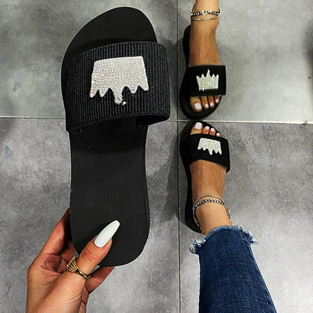 Tangnade Womens Slippers Summer Personality Rhinestone Flat Crown Outer Wear Thick-soled sandals
Tangnade Womens Slippers Summer Personality Rhinestone Flat Crown Outer Wear Thick-soled sandals