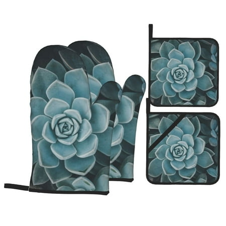 Oven Mitts and Pot Holders 4 pcs Set Blue Color Cactus Heat Resistant Pot Holders Oven Mitts for kitchen Non-Slip Hanging Loop Oven Glove Potholders for Baking Cooking 
Oven Mitts and Pot Holders 4 pcs Set Blue Color Cactus Heat Resistant Pot Holders Oven Mitts for kitchen Non-Slip Hanging Loop Oven Glove Potholders for Baking Cooking