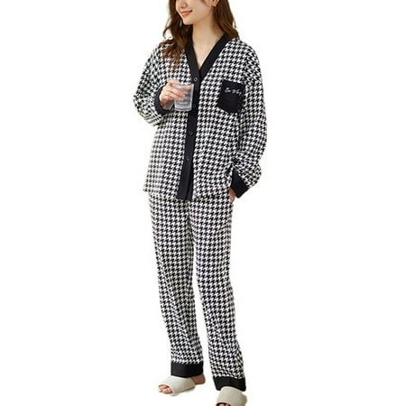 Homgro Women s Waffle Knit Pajama Set 2 Piece Button Up Long Sleeve Shirt Pants Set Comfy Cotton Pjs Cute Loose Lounge Set Black White 4-6
Homgro Women s Waffle Knit Pajama Set 2 Piece Button Up Long Sleeve Shirt Pants Set Comfy Cotton Pjs Cute Loose Lounge Set Black White 4-6