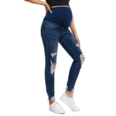 Plain Ripped Slim Fit Slight Stretch Skinny Jeans Maternity