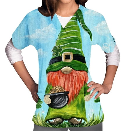 Hfyihgf St Patricks Day Scrub Tops for Women Short Sleeve Nursing Uniform with Pocket V-Neck Funny Gnomes Print Workwear Shirts(01#Light Blue XXL)
Hfyihgf St Patricks Day Scrub Tops for Women Short Sleeve Nursing Uniform with Pocket V-Neck Funny Gnomes Print Workwear Shirts(01#Light Blue XXL)