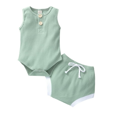 Farrubbyine8 Newborn Baby Set Summer Sleeveless Romper Shorts 2Pcs Outfit 
Farrubbyine8 Newborn Baby Set Summer Sleeveless Romper Shorts 2Pcs Outfit
