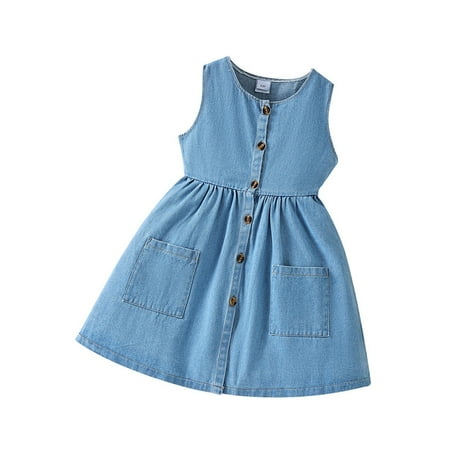 Girls Toddler Dresses Summer Kids Baby Spring Short Sleeve Solid Sleeveless Jeans Princess Dress For 6-7 Years
Girls Toddler Dresses Summer Kids Baby Spring Short Sleeve Solid Sleeveless Jeans Princess Dress For 6-7 Years