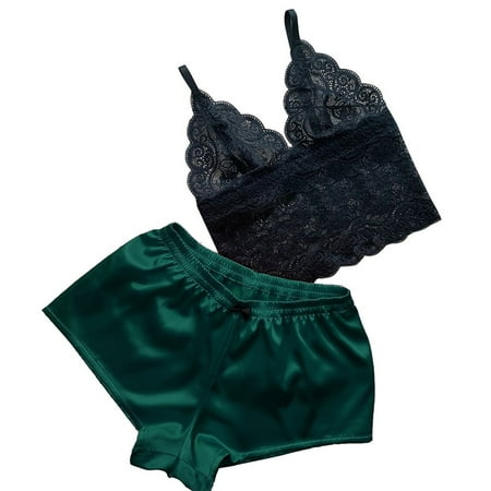 Mikilon Women Lace Satin Bra Camisole Sling Tops Shorts Pajamas Two Piece Set on Sale
Mikilon Women Lace Satin Bra Camisole Sling Tops Shorts Pajamas Two Piece Set on Sale