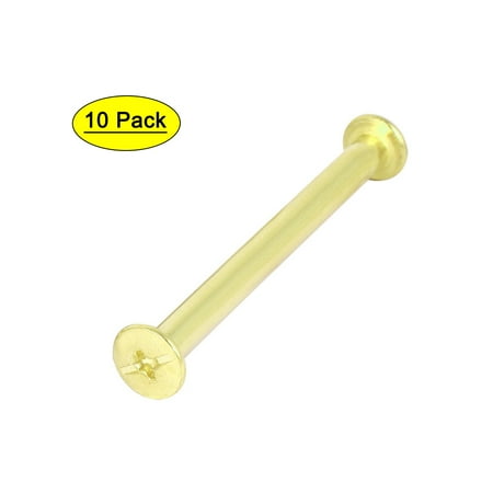 5mmx70mm Brass Plated Chicago Screws Binding Posts Docking Rivet 10pcs