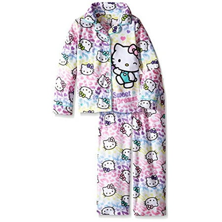 Hello Kitty Big Girls White Character Print Button 2 Pc Pajama Set 7-12