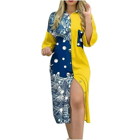Black Dresses for Women Valentines Dress for Women Women s Casual O-neck Color Matching Button Pocket Long-sleeved Shirt Long Dress Summer Dresses Womens Tops Dressy Casual Clearance Yellow L
Black Dresses for Women Valentines Dress for Women Women s Casual O-neck Color Matching Button Pocket Long-sleeved Shirt Long Dress Summer Dresses Womens Tops Dressy Casual Clearance Yellow L