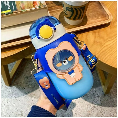 Kids Water Bottle With Straw Sealed Flip Top Lid Bottle Large Capacity 720ml J