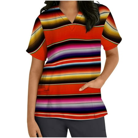Women s Scrub Top Striped Print V Neck Scrubs with Pockets Nurse Uniform Uniform Blouse
Women s Scrub Top Striped Print V Neck Scrubs with Pockets Nurse Uniform Uniform Blouse