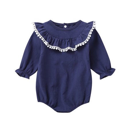 Baby Girls Bodysuits Toddler Kids Doll Collar Rufflesolid Romper Bodysuit Casual Clothes
Baby Girls Bodysuits Toddler Kids Doll Collar Rufflesolid Romper Bodysuit Casual Clothes