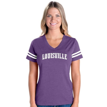 Louisville Kentucky State Flag Womens V-Neck Fine Jersey Tee