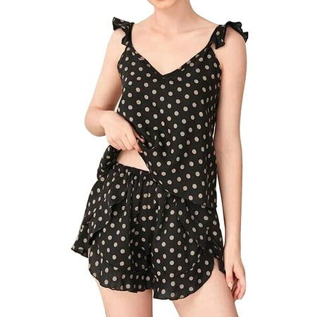 Huakaishijie Women Two Piece Pajama Set Polka Dot Nightwear Sleep Tops Shorts Sleepwear Loungewear Set
Huakaishijie Women Two Piece Pajama Set Polka Dot Nightwear Sleep Tops Shorts Sleepwear Loungewear Set