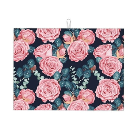 Dish Drying Mat Rose Pink Flowers Absorbent Microfiber Kitchen Mat Heat Resistant Drying Mat Kitchen Counter for Dishes Utensils Pots Pans Drainer Mats 18x24in
Dish Drying Mat Rose Pink Flowers Absorbent Microfiber Kitchen Mat Heat Resistant Drying Mat Kitchen Counter for Dishes Utensils Pots Pans Drainer Mats 18x24in
