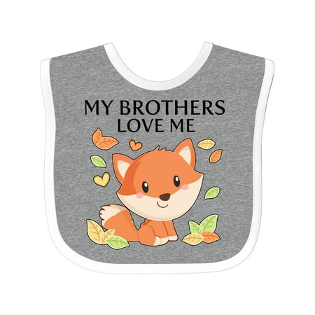 Inktastic My Brothers Love Me- Little Fox Gift Baby Boy or Baby Girl Bib