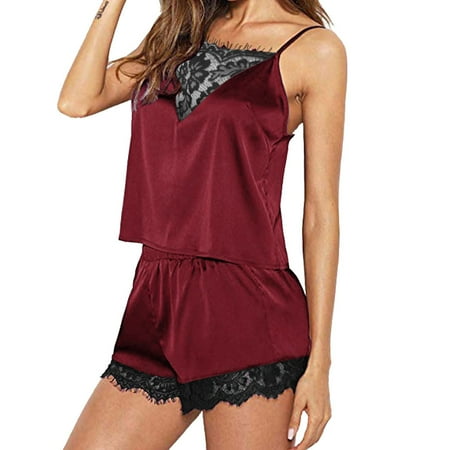 LINMOUA Women Sleepwear Sleeveless Strap Nightwear Lace Trim Satin Cami Top Pajama Sets
LINMOUA Women Sleepwear Sleeveless Strap Nightwear Lace Trim Satin Cami Top Pajama Sets