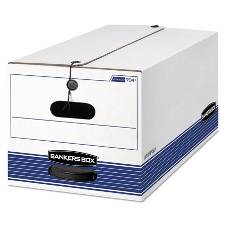 Bankers Box 00704 Stor/file Storage Box, Letter, Button Tie, White/blue, 12/carton