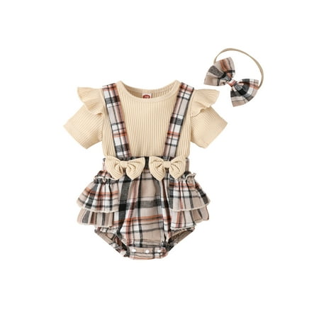 Vigorbear Newborn Baby Girls Rompers Headband Outfits Ribbed Fly Sleeve Plaid Print Bowknot Jumpsuits Playsuits Summer Clothes
Vigorbear Newborn Baby Girls Rompers Headband Outfits Ribbed Fly Sleeve Plaid Print Bowknot Jumpsuits Playsuits Summer Clothes