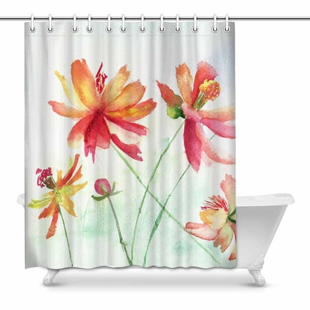 MKHERT Colorful Spring Daisy Flowers Watercolor Floral Art Home Decor Waterproof Polyester Fabric Shower Curtain Bathroom Sets 60x72 inch