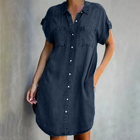 Moxiu Dresses for Women 2022 Short Sleeve Print V Neck Dress Flower Plus Size Dresses Loose Fit Tshirt Dresses for Women