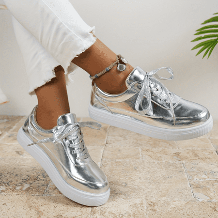 GUANGZHYZYFUS Trendy Women‘s Solid Color Glitter Lace Up Sneakers Comfortable Soft Sole Platform Walking Shoes Stylish Low-top Versatile Skate Shoes
GUANGZHYZYFUS Trendy Women‘s Solid Color Glitter Lace Up Sneakers Comfortable Soft Sole Platform Walking Shoes Stylish Low-top Versatile Skate Shoes