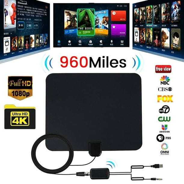 HD 4K High Quality 960 Miles TV Aerial Indoor Amplified Digital High Definition HDTV Antenna