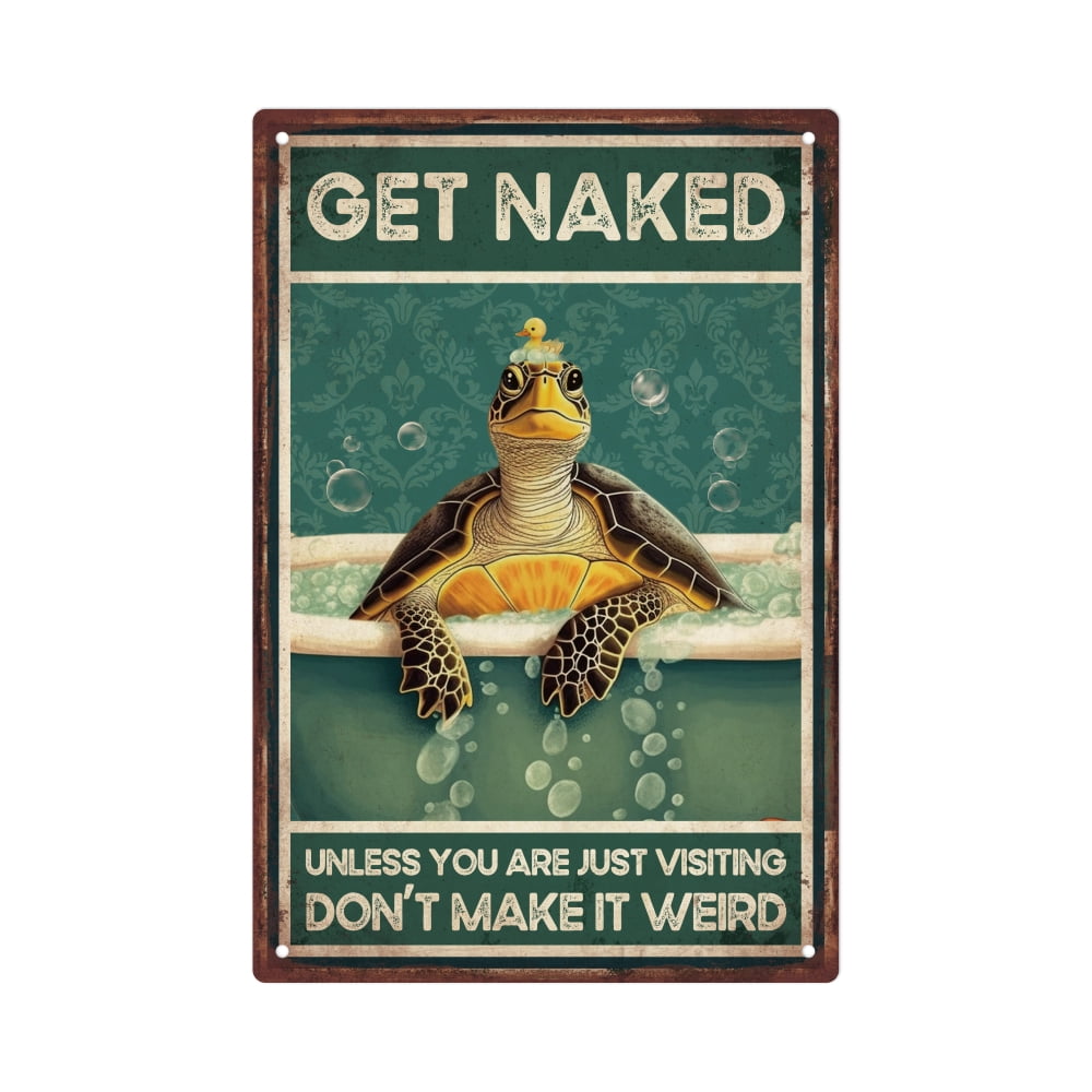 Putuo Decor Get Naked Metal Sign Funny Hippie Bathroom Decor For Home