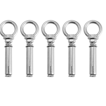 5pcs Stainless Steel Expansion Eyebolts Useful Lifting Bolt with Ring (M6X60mm)