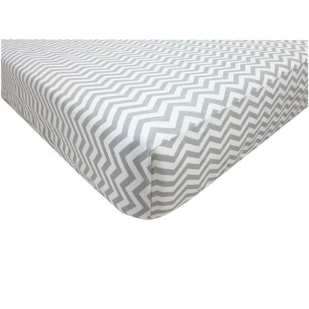 American Baby Company 100% Cotton Percale Portable/Mini Crib Sheet - Gray Zigzag