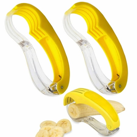 2 Pc Banana Slicer Knife Fruit Strawberry Chop Split Cutter Gadget Tools Kitchen