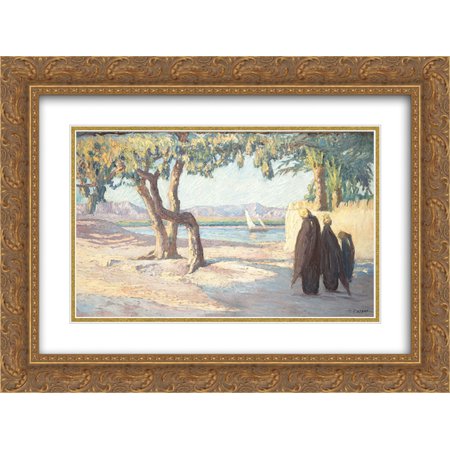 Constantine Maleas 2x Matted 24x18 Gold Ornate Framed Art Print 'Nile Landscape'