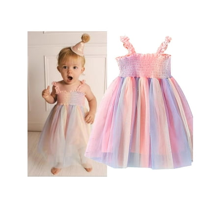 Breathable Little Girls Suspender Dress Summer Todder Rainbow Color Mesh Slip Princess Skirt for Travel Vacation Pink
Breathable Little Girls Suspender Dress Summer Todder Rainbow Color Mesh Slip Princess Skirt for Travel Vacation Pink