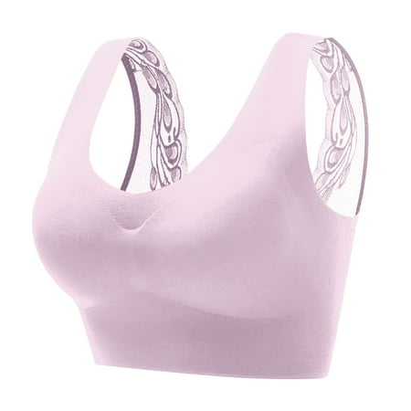 Fabiurt Women s Bra Women s Back Beauty Traceless Lace Latex Small Chest Wrapped Up And Side Anti Drop Sports Bra Red