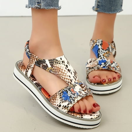 Tangnade Womens Sandals Fashion Casual Floral Crystal Comfortable Wedges Sandals Beach Shoes for Women