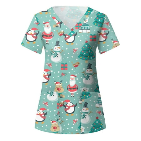 Tarmeek Scrub Tops for Women Christmas Scrub Tops Stretch V-Neck Fit Workwear Uniform Workwear for Women
Tarmeek Scrub Tops for Women Christmas Scrub Tops Stretch V-Neck Fit Workwear Uniform Workwear for Women