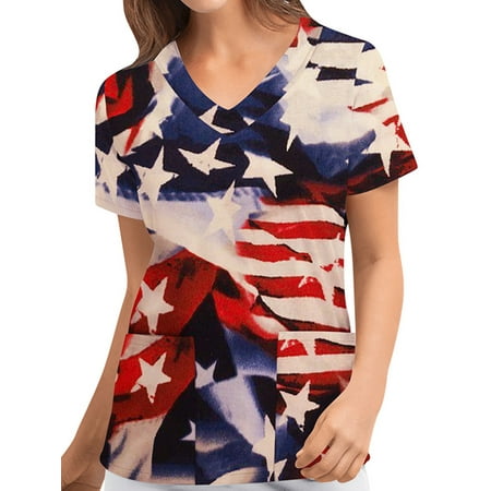 Avamo Women V Neck Scrub Tops Stripe Star Print Scrubs Short Sleeve Tunic Tops Blouses S-3XL
Avamo Women V Neck Scrub Tops Stripe Star Print Scrubs Short Sleeve Tunic Tops Blouses S-3XL
